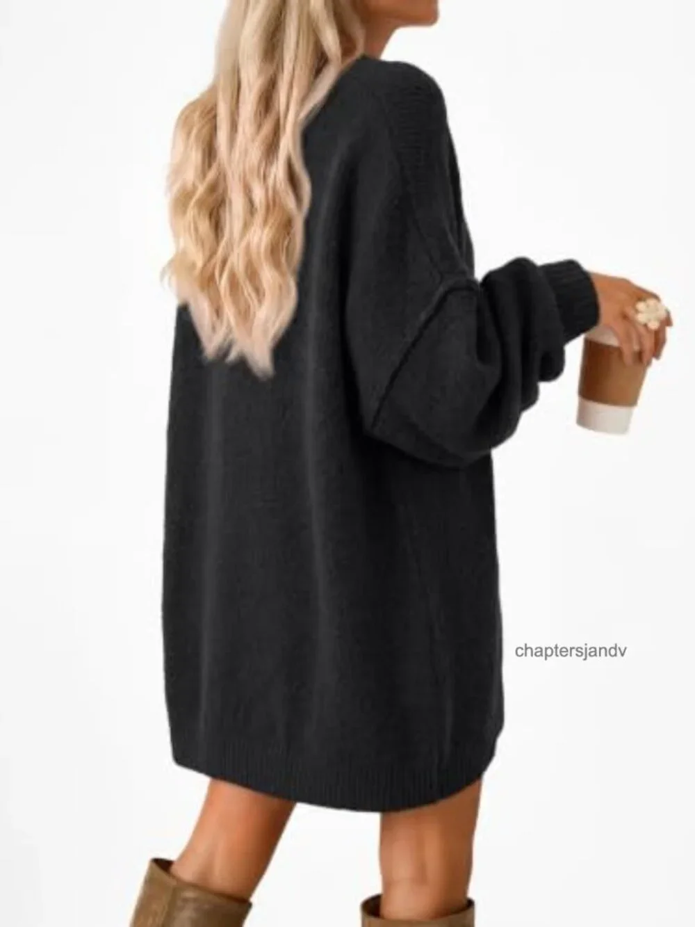 Oversized Long Crew Neck Chunky Knit Pullover Sweater